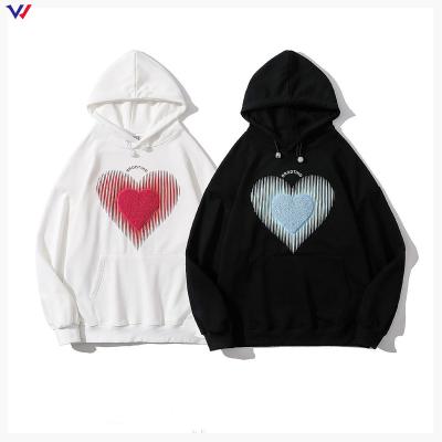 China Unisex Outdoor Custom Logo Anti-wrinkle Women Men Oversized Flocking Printing Hoodies for sale