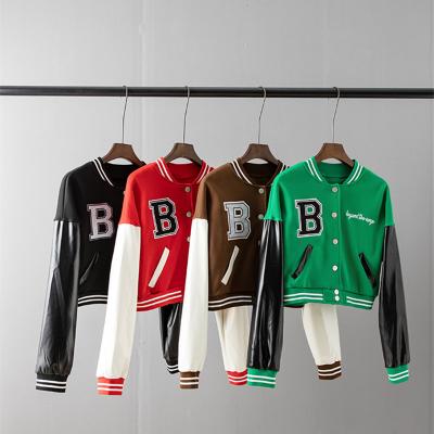 China Breathable Hip Hop Varsity Letter Embroidered Jacket Women Grow Baseball Varsity Jackets Wholesale for sale