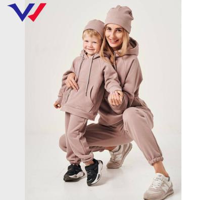 China Custom Made Own Outdoor Logo Loungewear Mommy And Me Wholesale Custom Family Matching Hoodie Set Tracksuits for sale