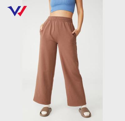 China Breathable Custom Logo 50% Cotton 50% Polyester Wide Leg Sweat Pant Women Outdoor Casual Trousers Pants for sale