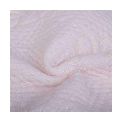 China Wrinkle Resistant Mattress Pink 100% Polyester Upholstery Jacquard Woven Fabric for sale