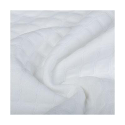 China Wrinkle Resistant White Jacquard Scuba Sweater Mattress 100% Polyester Jersey Knit Fabric for sale