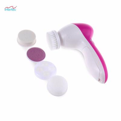 China Pore ​​Remover New Design 5 Interchangeable Face Scrubber For Gentle Exfoliation, Blackhead Removal, Massage, Facial Cleansing Brush for sale