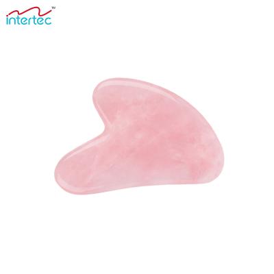 China Amazon Hot Selling Rose Quartz Pink Jade Stone Gua Sha Guasha Soft Surface Massage Scraping Tool Heart Shaped Board for sale