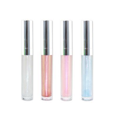 China Sunscreen Porcelain Makeup Vendor Clear Liquid Long Lasting Glitter Holographic Lip Gloss With Mirror And Light for sale