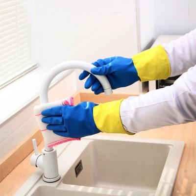 China Cleaning Gloves Household Rubber Gloves Yellow And Blue Latex Gloves Cleaning Washing Washing Gloves for sale