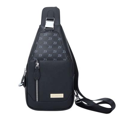 China Top Quality Full Printing PU Leather Men Sling Bag Metal Logo Wholesale Te koop