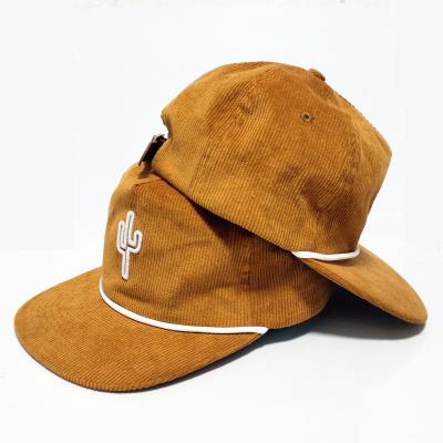 Κίνα 5 panel vintage corduroy embroidered flat brim unstructured dad hat προς πώληση