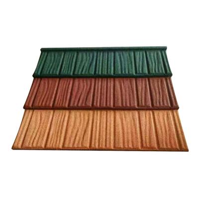 China 2022 fire prevention corrosion resistant aluminum zinc plated color stone coated metal roof tiles 0.4mm Wood tile shake tile for sale