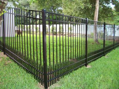 China Metal Black Security 6x8 Steel Picket Fence Spear Fence Panels Outdoor Garden Galvanized Wrought Iron Steel Fence Panels for sale