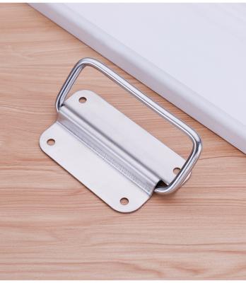 China Contemporary European Style Pull Handle Stainless Steel Folding Door Handle Spring Cover Ring Embedded Cabinet Handles for sale