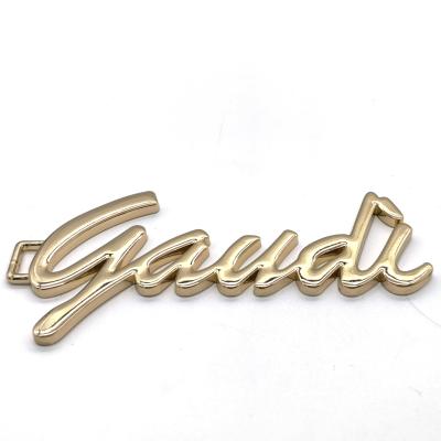 China Zinc Alloy Recycled Metal Letters Logo For Handbags Metal Logo Engraved Nameplate Tags Custom Bag Accessories for sale