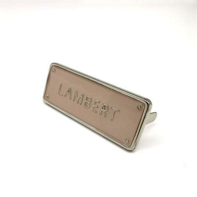 China Hot Selling Custom Handbag Logo Labels For Handbags Custom Bag Accessories Metal Hardware Engraved Brand Logo Plate Metal Tags for sale