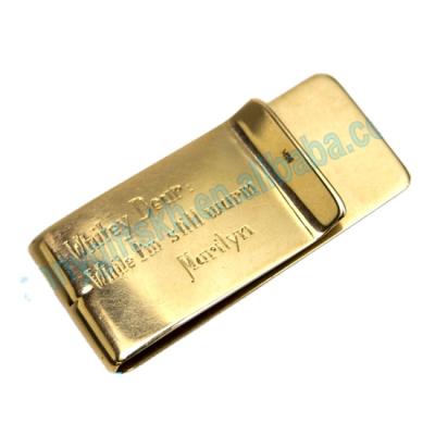 China Top Quality Europe Gold Plating Silver Brass Clip With Engraved Logo for sale