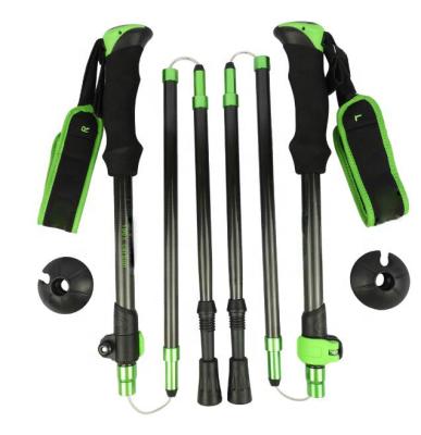 China EVA 100% carbon fiber surface rises patterned EVA to handle folding canes to bend trekking pole for sale