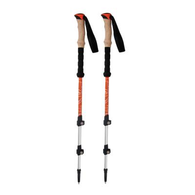 China Outdoor EVA Adjustable Poles Trekking Walking Stick 7075 Aluminum Trekking Telescopic Rising Poles for sale