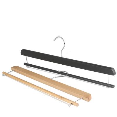 China Traditional Luxury Durable Wooden Trouser Hangers Cover Hangers for sale