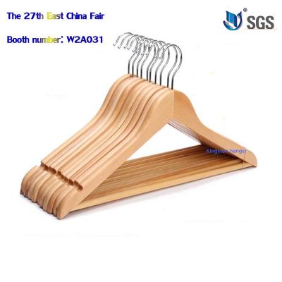 China 44.5cm Eco-friendly Classic Wooden Hanger With Logo Printing With Color Box for sale