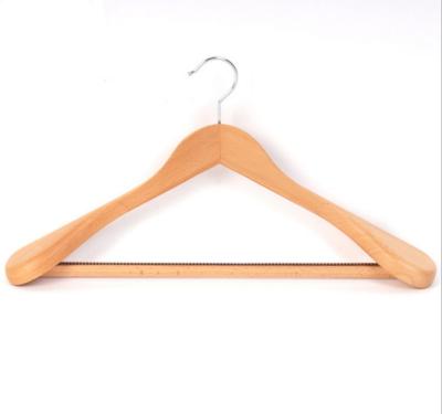 China Eco-Friendly Luxury Big Shoulder Boutique Clothes Natural Wood Coat Hanger for sale