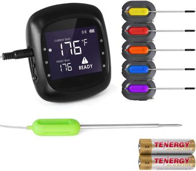 China Modern Digital Meat Thermometer, APP Controlled Wireless BBQ Smart Thermometer with 6 Stainless Steel Probes, Large LCD Display for sale