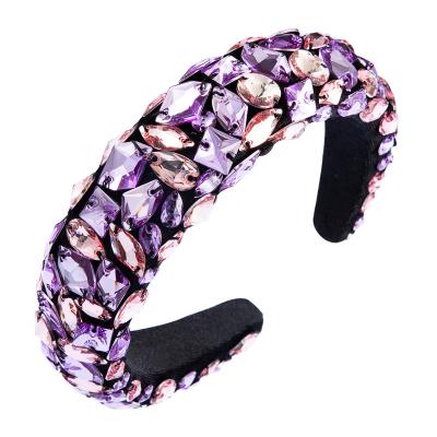 China Bling full Diamond Headbands Luxury Fashion Full Diamond Headbands Hair Bands Hand made Diamond Hairband For Girls colorful for sale