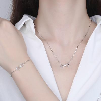 China Silver 925 Jewelry Sets 925 Jewelry Sets 8 Angel Number Necklace Bracelet Jewelry Set Silver 925 Jewelry Set for sale