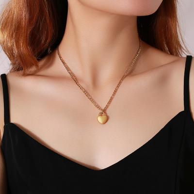 China Steel Heart Necklace Necklace Gold Plated Stainless Steel Jewelry Heart Necklace Stainless Steel Heart Lock Necklace For Women for sale