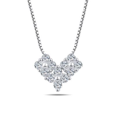 China 4 Leaf Clover Heart Necklace 925 Sterling Silver Crystal Clover Heart Necklace 4 Leaf Clover Necklace Sterling Silver For Women for sale