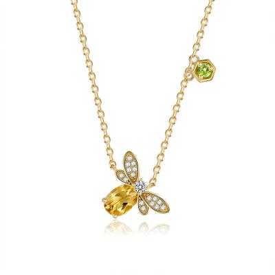 China 925 Sterling Silver Bee Necklace 18k Gold Bee Necklace 18k Gold Jewelry Zirconia Gold Bee Necklace For Woman for sale