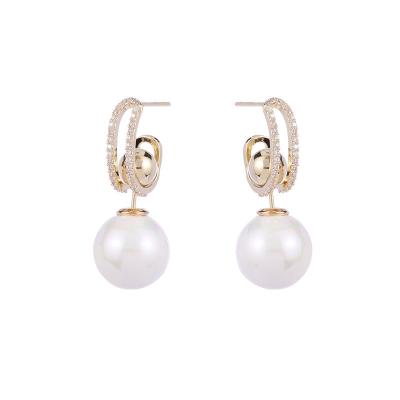 China Gold Pearl Earrings Gold Plated 925 Silver Needle Stud Earrings Jewelry Earrings 3 Ways To Use Gold Pearl Earrings For Weddings women for sale