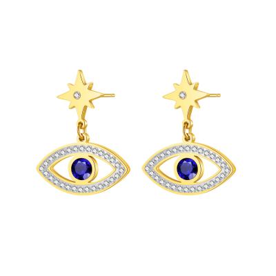 China Fashion Earrings Wholesale Cheap Blue Crystal Cubic Zirconia Earrings Jewelry Eyes Aches Trendy Earrings For Women for sale