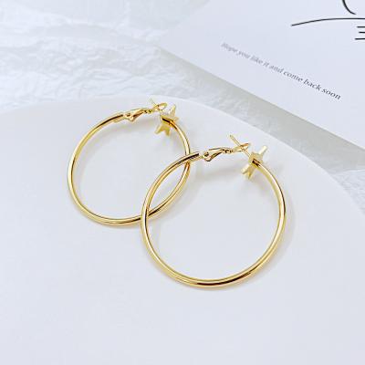 China Wholesale Fashion Earrings Gold Plated Stainless Steel Luxury Jewelry Big Circle Earring For Women for sale