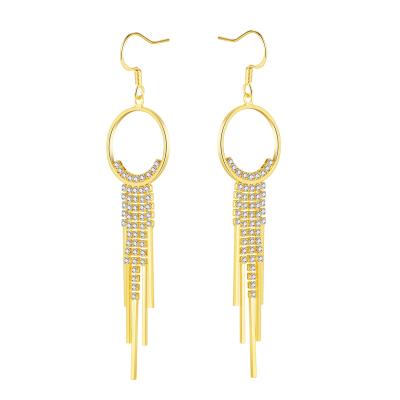 China Fashion earrings shape to gold earrings zircon hook plated copper earrings long tassels earrings for sale