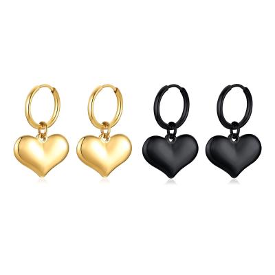 China Stainless Steel Heart Hoop Earrings Stainless Steel 18k Gold Plated Stainless Steel Hoop Earrings For Women for sale