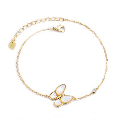 China Beautiful Gold Plating Women Bracelets 925 Sterling Silver Butterfly Bracelet Best Friend Gift Bracelet for sale