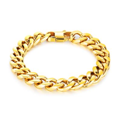 China Wholesale Custom Street Style Gold Steel Bangle Personality Bracelet Men's Jewelry Men's Chain Bracelet For Men for sale