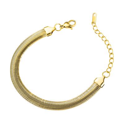 China 18K Gold Plated Titanium Bracelet 18K Gold Plated Cuban Titanium Steel Chain Bracelet Bangle Titanium Steel Chain Jewelry Bracelet for sale