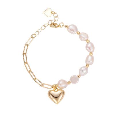 China Gold Plated Bead Bracelet With Fashion Heart Bracelet Jewelry 14K Gold Chain Bracelet Bead 14k Gold Dangle Bracelets For Women for sale