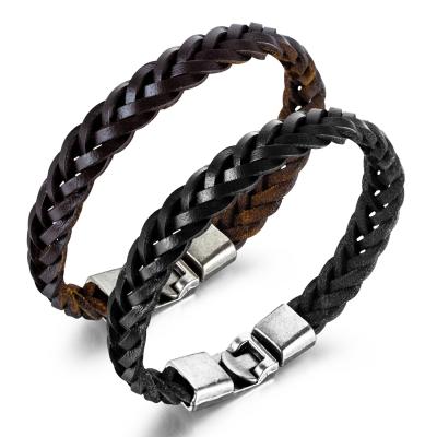 China Bracelets as Grift Personality Men's Bracelet Leather Woven Bracelet for sale