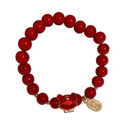 China Graceful Chinese style bracelet red tiger year charms bracelet glass crystal charms for bracelet volume for women for sale