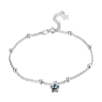 China 925 silver anklets for women luxury anklet 925 sterling silver star 925 crystal anklet anklets for women for sale