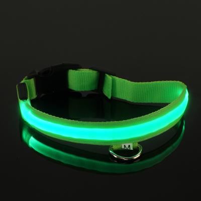 China Factory Sales LED Lights Battery Power Direct Flash Durable Nylon Dog Collar Lighting Collar for Pets Anti-Lost Luminous Pet Collar for sale