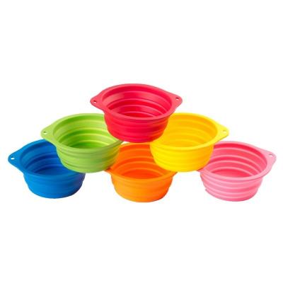 China Viable Pet Supplies Pet Feeding Bowls Portable Dog Quality Tape Safe Travel Rolls OEM Logo Colored Folding Pet Bowls for sale