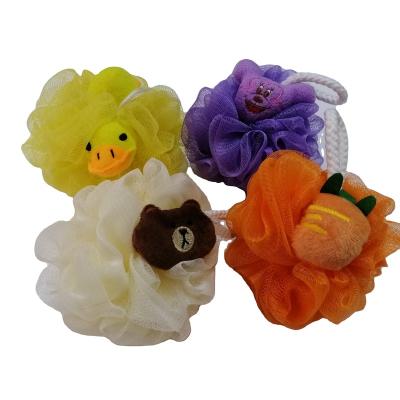 China EXFOLIATE factory direct custom logo assorted colors bath sponge shower mesh pouf exfoliating lovely sponge loofah shower sponge for sale