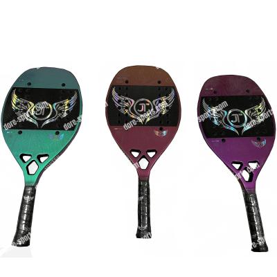 China Custom Chameleon  Painting Beach Tennis Shinny Logo Rackets Plate Tennis Racket Carbon Fiber Beach Tennis Racket for sale