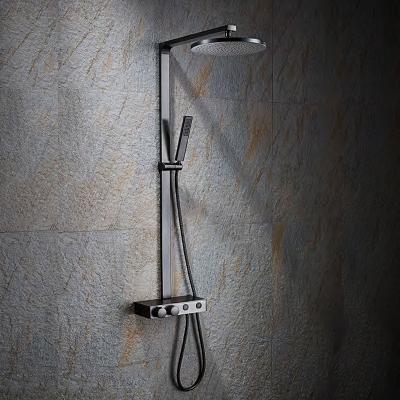 China Without Slide Bar Wall Mounted Thermostatic Brass Wall Shower Rain Shower Set For Bathroom for sale