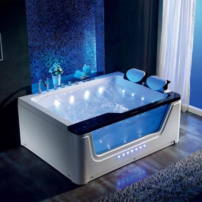 China K-605 China Design Best Quality Air Whirlpool Massage Safe And Easy Bathing Freestanding Bathtub,2 Person Rectangle Glass Bathtub for sale