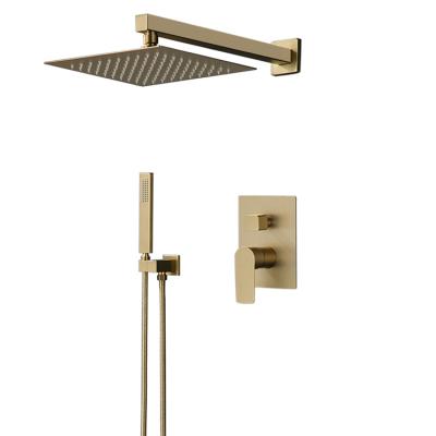 China Without Integrated Slide Bar Shower Faucet Set Bathroom Brushed Gold Rain Shower Set for sale