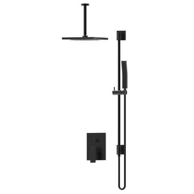 China With Sliding Bar Bathroom Embedded Shower Head Black Ceiling Shower Faucet UPC Concealed Shower Set for sale