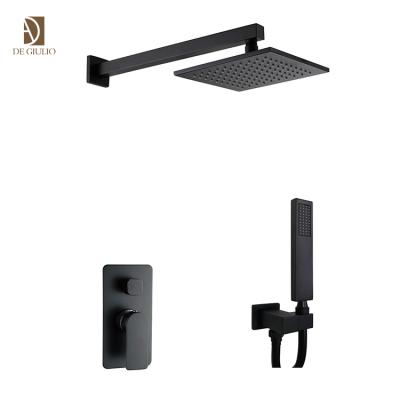 China Without Slide Bar Black Waterfall In The Bathroom Wall Mounted Concealed Rain Shower Mixer With Shower Head for sale